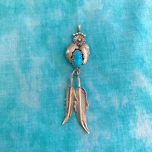 Navajo Sterling Silver Turquoise Necklace Pendant